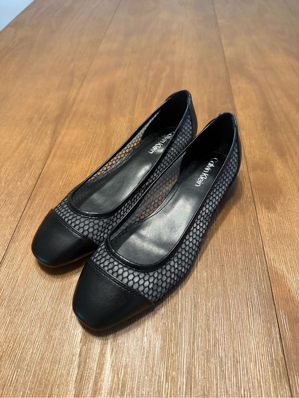 Calvin Klein Black Mesh Cap-Toe Flats 7M